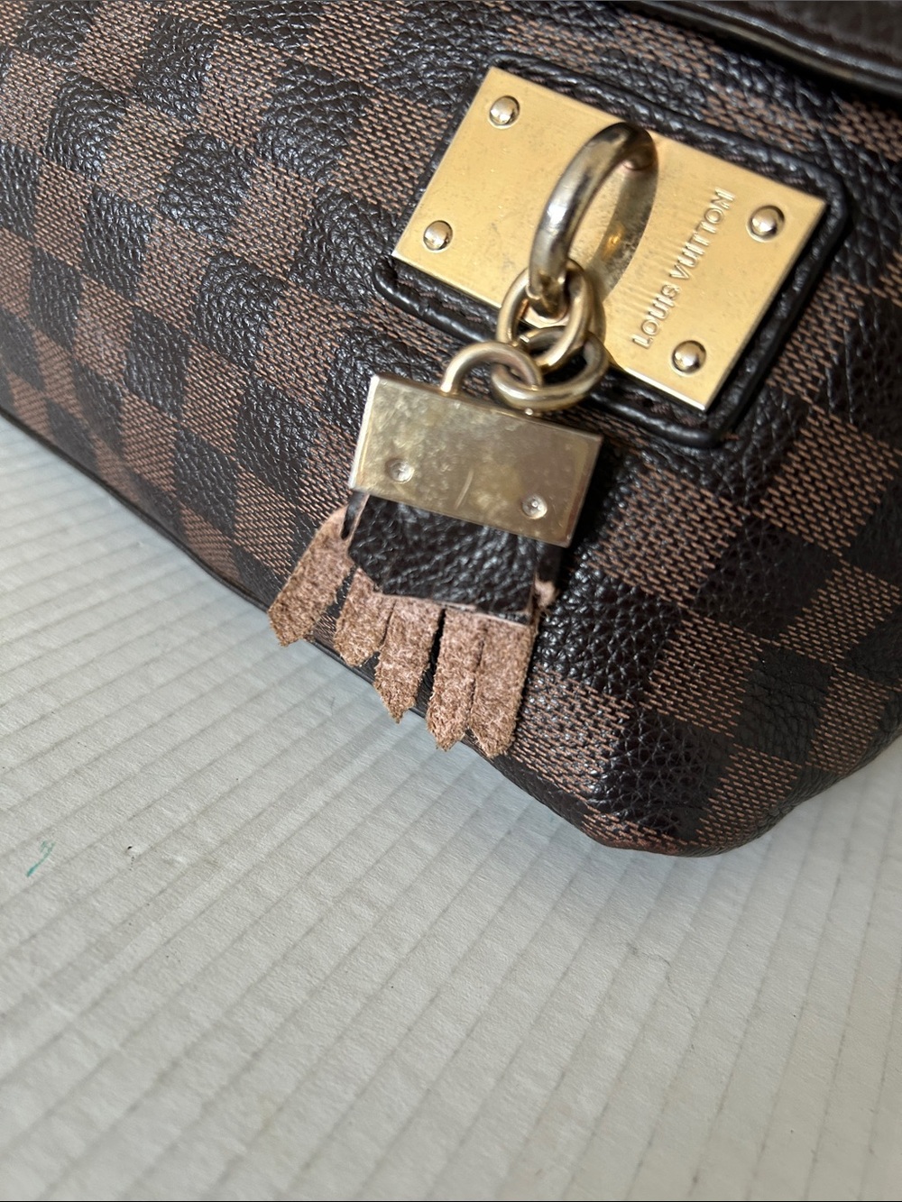 Beautiful Brown Checker Canvas Shoulder Bag with - Picture 11 of 17